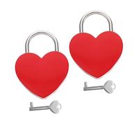 GALPADA 2 ensembles Cadenas Forme Cœur Mini avec Clé Serrure Décorative pour Bagage et à Dos Petit Cadenas pour Journal Intime Cadeau Saint Valentin de Rouge