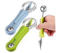 GALPADA 2 ensembles Outils Fruits Inoxydable Cuillère Boule Melon et Trancheur Pastèque pour Melon Cantaloup Set Découpe Fruits Ergonomique et