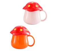 GALPADA 2 Pcs Mug à Dessin Animé en Céramique Forme Champignon, Tasse à Café Créative et Fonctionnelle pour Coffee Shop ou Dessert Shop