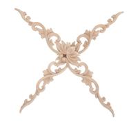 GALPADA 2 Pièces Applique Décorative en Bois Lotus Fleur Beige Non Peinte, Appliques de Meuble pour Armoire et Portes de Placard, Décor Mural pour Décoration de Porte et Mobilier