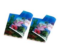 GALPADA 2 Pièces Autocollant de Fond D'aquarium 3D Double Face | Décor Paysage Sous-marin Corail, Surface Non Éblouissante, Pose Vitre Arrière, Retrait sans Trace