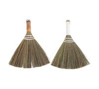 GALPADA 2 Pièces Balai Artisanal en Paille Naturelle Manche Ergonomique pour Nettoyage Intérieur et Extérieur, pour Sols Durs et Voiture