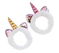 GALPADA 2 Pièces bandeau licorne bandana headband bandeau paillettes unicorn bandeaux pour se laver le visage bandeau spa Chapeaux bandeaux de licorne Coiffure en tissu
