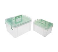 GALPADA 2 Pièces Boîte à Remède Portative Transparente en Plastique Vert | Rangement Compartimenté à Étages, Couvercle Ajusté et Fermeture Sûre, pour Consultations Médicales et Voyage
