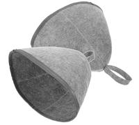 GALPADA 2 Pièces Bonnet de Sauna Unisexe en Feutre Épais, Gris Bordé | Feutre, Design Simple et Délicat, Protège les Yeux, Facile à Suspendre Ranger, Usage Mixte