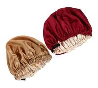 GALPADA 2 pièces Bonnet Satin Cheveux Nuit avec Boucle Invisible Réglable Double Douce et Respirante pour Femmes Protection Capillaire Confortable Lot de Rouge Profond et Kaki