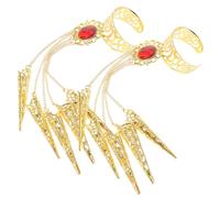 GALPADA 2 Pièces Bracelet Jonc en Métal Doré Léger et Délicat pour Danse Orientale, Accessoires Ongles avec Couvre-ongles, pour Performance Scénique et Pratique
