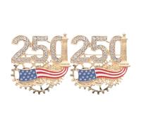 GALPADA 2 Pièces Broche Commémorative en Alliage Doré Design Historique Arrondi, Accessoire Patriotique pour Événement Anniversaire Américain 2026