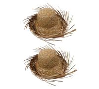 GALPADA 2 Pièces Chapeau de Paille Hawaïen Fait Main Protection Solaire Large Bord Respirant Style Vintage pour Plage et Fête Luau Lot