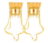 GALPADA 2 Pièces Chapeau D'empereur Chinois Asiatique Jaune en Plastique Style Antique pour Cosplay et Performances en Scène, Port Longue Durée Adulte