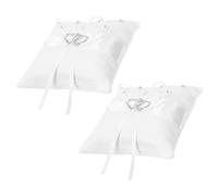 GALPADA 2 Pièces Coussin Alliance Mariage Blanc avec Nœud en Ruban Raffiné et Strass, Léger et Confortable pour Cérémonies et Fiançailles