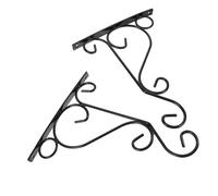 GALPADA 2 pièces Crochet Mural Fer Forgé pour Plantes et Lanternes Support Triangulaire Solide Fixation Facile pour Jardin Intérieur et Extérieur Balcon et Patio Noir Petit Modèle