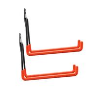 GALPADA 2 pièces Crochets Muraux de Garage Métal Orange Lot de Crochets Robustes avec Revêtement Antidérapant Supports de Rangement Lourds pour Balcon Atelier et Entrepôt Grand Modèle