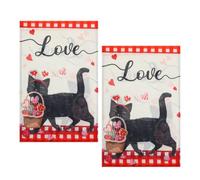 GALPADA 2 Pièces Drapeau de Jardin Saint-valentin Lin Décoration Extérieure et Colorée pour Terrasse et Cour Motifs Amour et Cœur Double Face