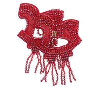 GALPADA 2 Pièces Écusson Brodé Mignon Cheval en Plastique Non Tissé Rouge, Applique Décorative Résistante pour Vêtements, pour Réparation et Créativité Couture
