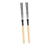 GALPADA 2 pièces Lot de Brosses Tambour Jazz Manches Bois Acier Brosse Spéciale Batterie avec Fil Métallique et Équilibré