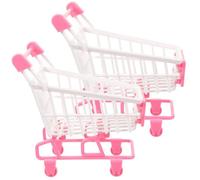 GALPADA 2 Pièces Lot de Chariots Miniature pour Garçon Fille Caddie Rose pour Jeux de Rôle Simulation de Courses et Développement Motricité Jouets et Ludiques pour Tout-Petits