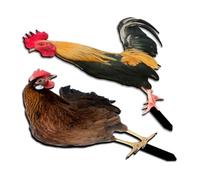 GALPADA 2 pièces Lot de Piquets de Jardin Acryliques Forme de Poule et Coq Décoration Extérieure Vif Résistant et Léger Accessoires pour Pelouse et Courtyard