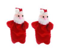 GALPADA 2 Pièces Marionnettes à Doigts Père Noël Peluche Douce Jouets Éducatifs Miniatures pour Garçon Fille Accessoires Interactifs de Conte de Noël