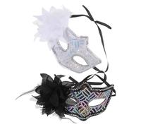 GALPADA 2 Pièces Masque de Carnaval Demi-visage pour Femmes Paillettes Brillantes et Décoration Fleurie Latérale, Élégant et Facile à Assortir pour Fêtes Costumées et Bal Masqué