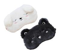GALPADA 2 pièces Masques de Sommeil pour Yeux Forme Danimaux Doux et Confortables Masque de Voyage Occultant Chat Noir Chien Blanc pour Sommeil Paisible et Relaxation