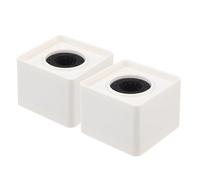 GALPADA 2 pièces Microphone Station Logo Abs Blanc Carré Cube Support Interview Professionnel Matériau Écologique Lot pour Studio Ktv et Journalisme