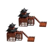 GALPADA 2 pièces Mini Pavillon Japonais Résine Modèle à Deux pour Décor Jardin Zen Accessoires de et Ornements de Bureau Figurines Miniatures pour Bonsaï et Artisanat