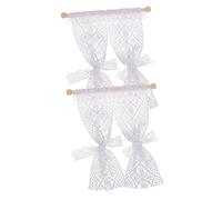 GALPADA 2 Pièces Miniature Lace Curtain Set for Doll Houses Delicate and Realistic Tiny House Accessories Elegant Voilage Décor for Mini Windows Scene Crafting