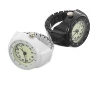 GALPADA 2 Pièces Montre-Bague Lumineuse Rétro en Acier Inoxydable avec Bracelet Élastique Extensible, Mini Montre Créative Unisexe pour Aventures et Usage Quotidien