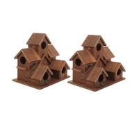 GALPADA 2 pièces Nichoirs Bois Massif pour Oiseaux Sauvages Mangeoire Jardin Suspendue Rustique Abri Naturel pour Observation et Nidification Plein Air Lot