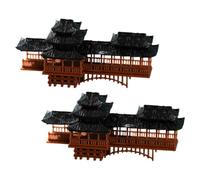 GALPADA 2 Pièces Ornement de Micro-Paysage Mini Pont en Plastique, Figurines de Pont de Jardin, pour Bonsaï et Jardin, Architecture Chinoise Traditionnelle, Détails Fins, Usage Intérieur