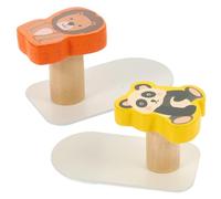 GALPADA 2 pièces Patères Murales Adhésives Cartoon Sans Perçage Crochets Multifonctions Stick Hooks pour Chambre Garçon Fille Porte-manteaux Entrée Résistants et Pratiques Panda Lion