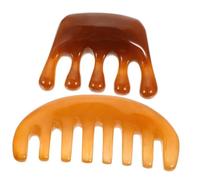 GALPADA 2 pièces Peigne de Massage Large Dents Résine Cire Abeille Peigne Doux Anti-emmêlement pour Chevelu Soin et Détente Portable pour Usage Maison et Voyage Lot