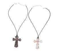 GALPADA 2 Pièces Pendentifs Croix Verre Faits Main Charme Croix Noir et Blanc Ornement Religieux Chrétien pour Bijoux Diy