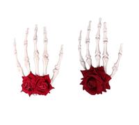 GALPADA 2 pièces Pince à Cheveux Rose Rouge et Tête de Mort Halloween Accessoire Léger PE Pinces Décoratives pour Fête Cosplay et Mariage Style Punk Gothique Lot de Clips