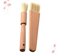 GALPADA 2 pièces Pinceaux de Cuisine Poils de Sanglier Naturels Manche de Hêtre Lot de Rond et Plat pour Badigeonnage Pâtisserie Cuisson et Grillades