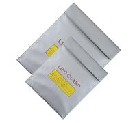 GALPADA 2 Pièces Pochette de Sécurité pour Batterie Ignifuge en PVC, Légère, Argenté, Compartiments Séparés Étanches, pour Batteries Li-po et Lithium Polymère, Atelier et Maison