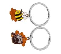 GALPADA 2 pièces Porte Clés Émaillé Abeille Nid Abeille pour Couples et Décoration Porte Clés Voiture et Sac à Dos Pendentif Adorable Ruche