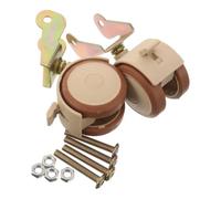 GALPADA 2 Pièces Roues Universelles pour Lit Bébé avec Frein, | Plastique et Fer, Roue Gainée de Caoutchouc, Bascule Entre Roulage et Immobilité, Beige