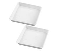 GALPADA 2 Pièces Soucoupe Facile à Nettoyer et Anti-Fuite pour Pot de Fleurs en Plastique Blanc Carrée 40 Cm pour Plantes en Intérieur et Extérieur