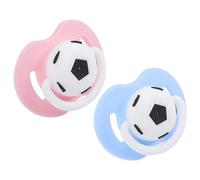 GALPADA 2 Pièces Sucette Garçon Fille Silicone Tétine Apaisante Football Amusante Né Douce et Lot Mixte Bleu et Rose
