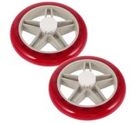 GALPADA 2 Roues de Rechange pour Chariot de Supermarché Pliant, Diamètre Standard, Polyuréthane Résistant, Couleur Rouge Motif Étoile, Remplacement Roues de Chariot Utilitaire