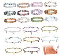 GALPADA 20 Chaînes de Perles Taille Femme, Accessoires Élégants en Perles Multicolores, Décoration de Corps pour Occasions Spéciales et Soirées