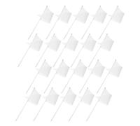GALPADA 20 Petits Drapeaux Blancs Triangulaires Portatifs avec Bâton en Plastique Résistants aux Intempéries, Faciles à Ranger, pour Foires et Expositions
