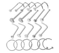 GALPADA 21 Pièces Lot De Bijoux De Piercing De Nez Acier Inoxydable Pour Femmes Anneaux De Nez Créoles Et Clous