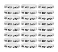 GALPADA 24 Pièces Bracelets de Graduation en Silicone Blanc Souple et Élastique pour Fête de Remise de Diplômes 2026, Accessoires pour Saison de Fin D'études