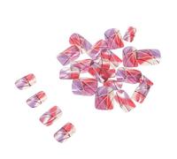 GALPADA 24 pièces Faux Ongles Carrés Courts à Presser Dégradé avec Lignes Argentées Manucure DIY pour Femmes et Filles Couverture Complète Style Quotidien et Fêtes