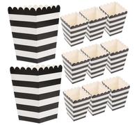 GALPADA 24 pièces Lot de Boîtes à Popcorn Papier Rayé Noir et Blanc Résistantes Graisse pour Snacks et pour Anniversaires Mariages et Soirées Cinéma