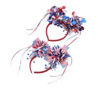 GALPADA 2pièces Bandeaux Américains Pour Jour De Indépendance Accessoires Pour Cheveux Couvre-chefs Patriotiques Pour Femmes Et Filles Avec Motif Drapeau Américain