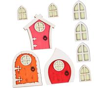 GALPADA 3 Ensembles Miniature Wooden Tree Fairy Doors Glow in The Dark Garden Dollhouse Decoration Luminous Fairy Door Accessories for and Outdoor Miniature Scenes